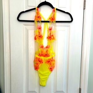 Floral Yellow and bright orange bodysuit